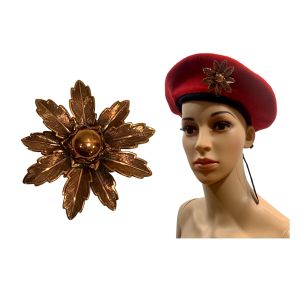 60s Large Copper Flower Brooch Pin | 2.25''