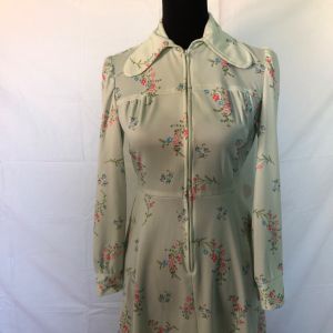 1960s mint green floral print dress - Fashionconservatory.com