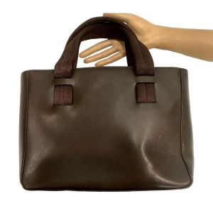90s Dark Brown Leather Top Handle Bag | Small Tote - Fashionconservatory.com