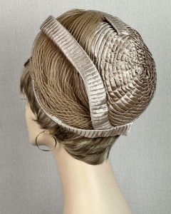 70s Taupe Fabric Turban Hat by d. Charles - Fashionconservatory.com