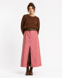 Vintage Pink Linen Ankle Length Skirt - W 28''