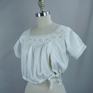 Antique Cotton Nursing Chemise, Camisole, Corset Cover w/ Crochet Trim - Fashionconservatory.com
