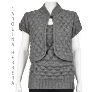 CAROLINA HERRERA Heather Gray Cashmere Twin Set Bolero & Long Tank Top XS/S 2-4