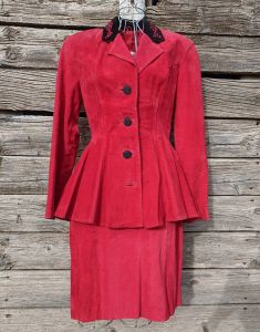 Vintage 1980's Authentic Red Suede Suit by CHIA
