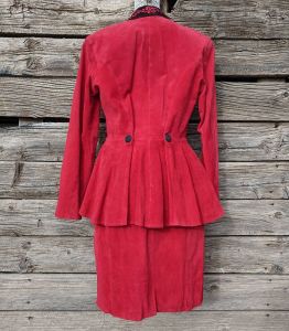 Vintage 1980's Authentic Red Suede Suit by CHIA - Fashionconservatory.com