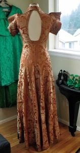 1930s  Dramatic Balinese Inspired Brocade Gown with Pagoda Sleeves  - Fashionconservatory.com