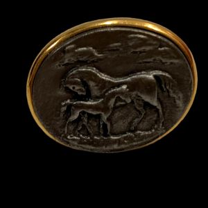 80s Gold & Pewter Horse and Foal Cufflinks 
