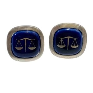 50s 60s Mid Century Sterling Silver Cufflinks Scales LIBRA Justice