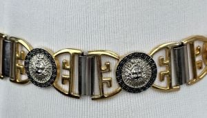 Vintage 80s - 90s Gold and Silver Tone, Clear Vinyl Metal Belt  - Fashionconservatory.com