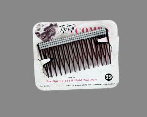 Vintage Deadstock Pearl Hair Comb on Card, Tip Top Combs