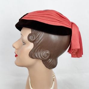 Vintage 50s Brown and Coral Hat by Chapeaux - Fashionconservatory.com
