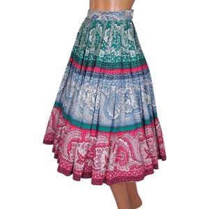 Vintage 1950s Circle Skirt Paisley Cotton 31” Waist - Fashionconservatory.com