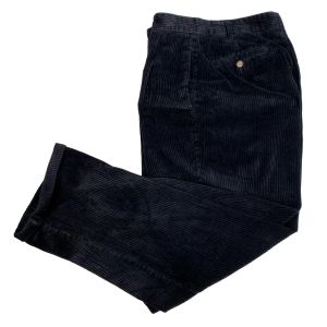 Vintage Pleated Cuffed Wide Wale Black Corduroy Pants Men | W34 x L 30 - Fashionconservatory.com
