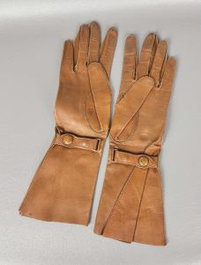 Vtg 40s Mark Cross Leather Gauntlet Gloves, Size 7 - Fashionconservatory.com