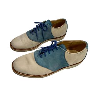 Handmade Blue & Cream Nubuck Saddle Shoes | Men 7 Women 9