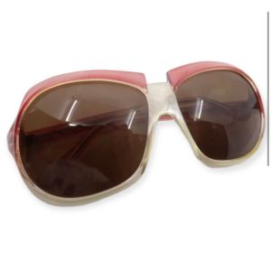 1970’s Oversized Sunglasses, Pink and Clear, Deadstock  - Fashionconservatory.com