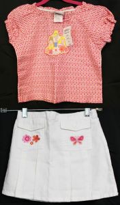 Disney Store Girl Outfit Set sz 6 Shirt Skirt NWT Polka Dot Princess Flowers