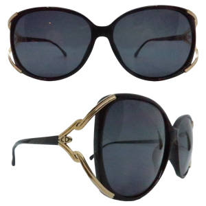 1980’s Dior Black & Gold Sunglasses  - Fashionconservatory.com