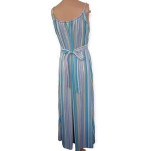 70s Striped Sleeveless Maxi Dress with Jacket Mod Hippie Print Summer S - Fashionconservatory.com