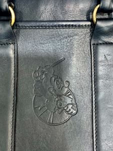 90s Mickey Mouse Disney Records Black Leather Briefcase USA - Fashionconservatory.com
