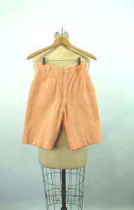 1960s shorts peach linen Bermuda shorts golf shorts