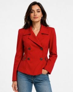 80s 90s Mod Tailored Red Wool Fitted Jacket - Fashionconservatory.com