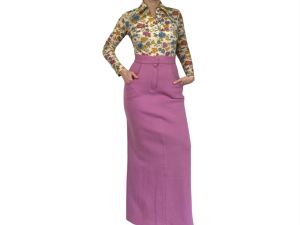 Maxi Skirt 60s Lilac Purple 25 High Waist XS S