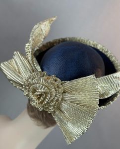 Avant Garde Gold and Blue Church Hat by Deborah, Sz  VFG