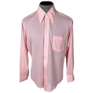 Vintage 1970s Pink Shirt Sheer Polyester Nylon Blend Size L