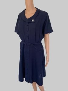 Vintage 50s Dress Dark Blue Short Sleeve XL XXL Plus