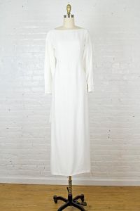 1960s Emma Domb wedding dress . 60s open back gown with long sleeves . small - Fashionconservatory.com
