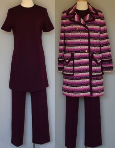 60s Dress and Coat and Pants Ensemble, Three Piece Set, Made in Italy for Roos Atkins, S to M - Fashionconservatory.com