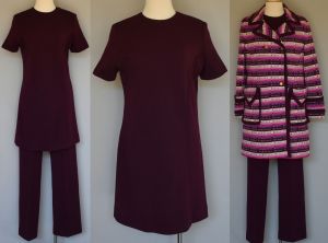 60s Dress and Coat and Pants Ensemble, Three Piece Set, Made in Italy for Roos Atkins, S to M