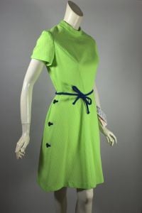 Lime green poly knit 1960s dress mod style deadstock