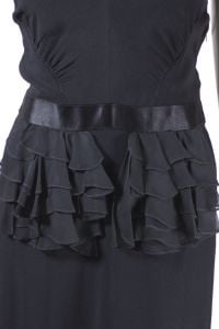 Ruffled peplum dress 1940s black crepe chiffon XXS - Fashionconservatory.com