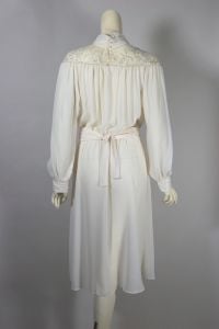Romantic Edwardian-style 80s dress cream off-white chiffon sheer lace - Fashionconservatory.com