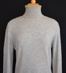 Vintage 90s Neiman Marcus Cashmere Gray Turtleneck Sweater, Size M Medium