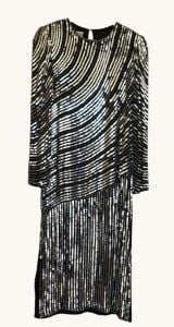 Vintage 90s Judith Ann Creations Sequined and Beaded Silk Cocktail Dress, Size XS - Fashionconservatory.com