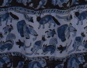 1970s Cotton Gauze Wrap Skirt  - Border Print with Elephants, Alligators and More, Size XL - Fashionconservatory.com