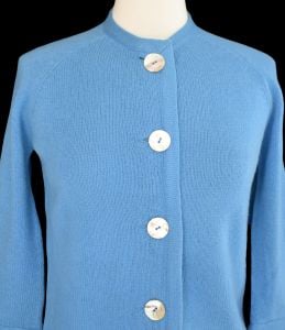 Vintage 50s Hadley Cashmere Souffle Luxury Cashmere Cardigan Sweater, Shell Buttons, Size S to M - Fashionconservatory.com