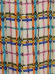 1960s Silk Shift Dress, Multicolor Ribbon Print, Made in Japan, Size M - L - Fashionconservatory.com