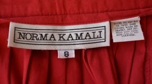  80s Norma Kamali Red Cotton Gathered Pleated Skirt, Size S Small - Fashionconservatory.com