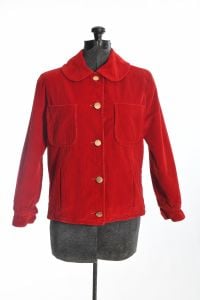 1950s Red Corduroy Fleece Lined Casual Cold Weather Coat - Fashionconservatory.com