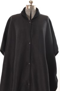Black Fleece Button Front Oversized Cape - Fashionconservatory.com
