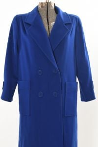 Late 80s Early 90s True Blue Boxy Wool Coat - Fashionconservatory.com