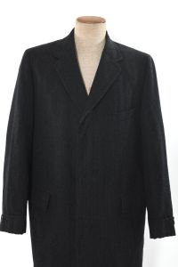 1950s Charcoal Black Check Wool Overcoat - Fashionconservatory.com