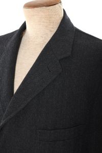 1960s Mens Charcoal Gray Herringbone Wool Overcoat - Fashionconservatory.com