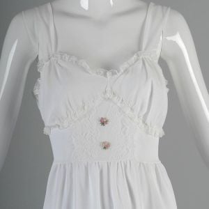 Small 1960s Nightgown Set White Lingerie Set Nightgown Peignoir Set Lace Chiffon Midi Lingerie  - Fashionconservatory.com