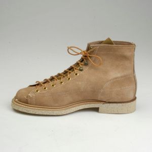 1960s Deadstock Biltrite Tan Leather Split Hide Work Boots Workwear Lace Up Ankle Cork - Fashionconservatory.com