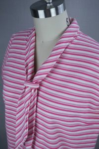 60s Pink and White Striped Knit Shirt by Dutchmaid, Sz 40 - Fashionconservatory.com